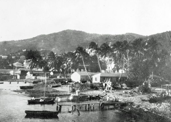 Charlotte Amalie   Havnens oprindelige kystlinje