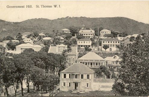 Charlotte Amalie Goverment Hill paa postkort