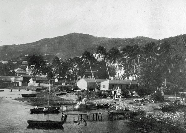 Charlotte Amalie   Den oprindelige kystlinje til 1960